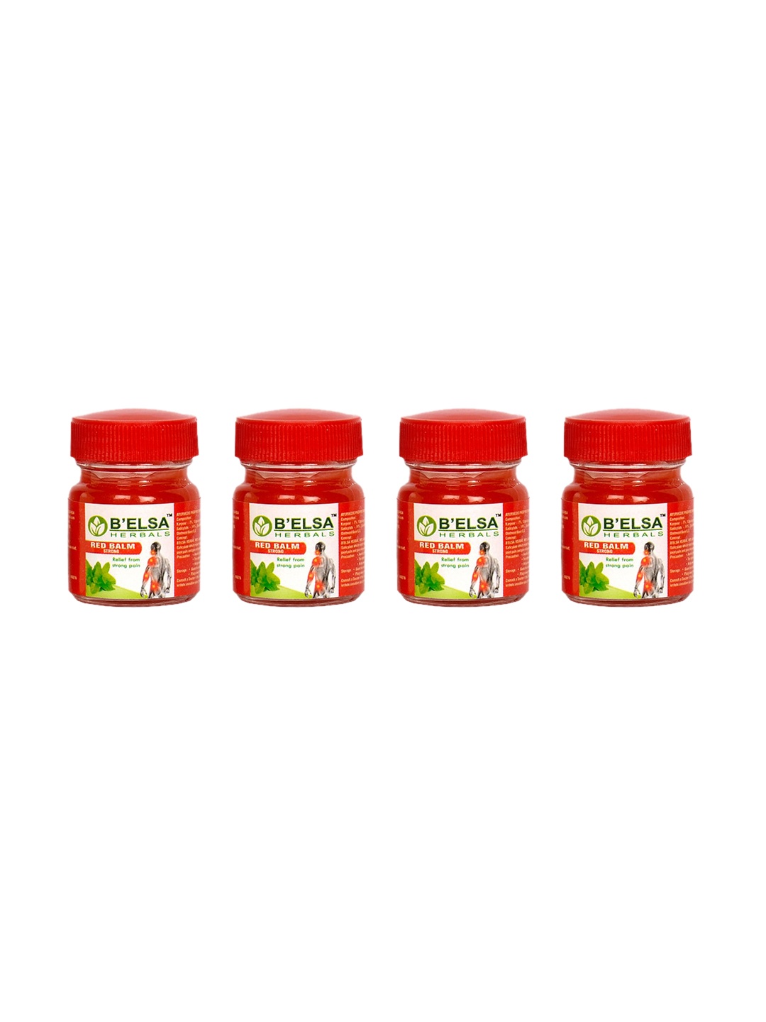 

B'ELSA HERBAL Set of 4 Strong Red Balm for Relief from Strong Pain - 10g each