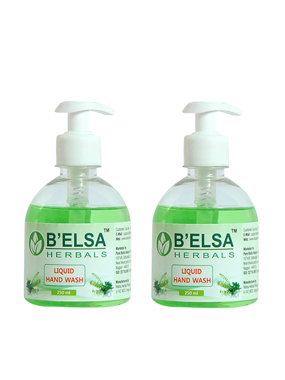 

B'ELSA HERBAL Set of 2 Antibacterial Liquid Handwash - 250 ml Each, Green