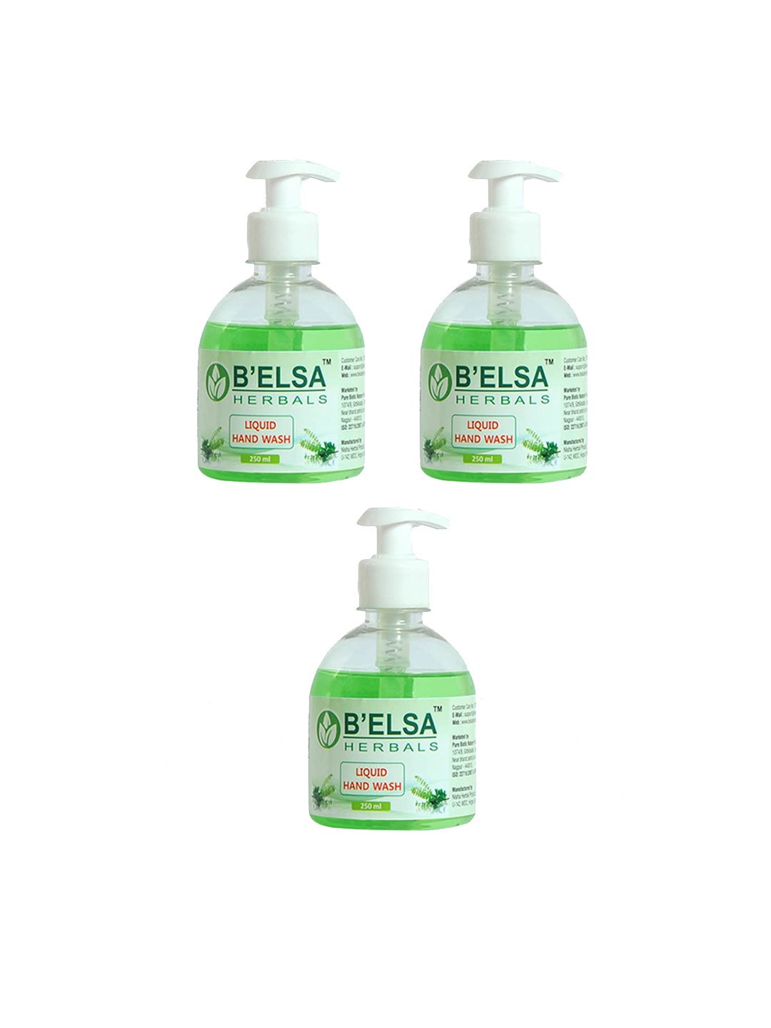 

B'ELSA HERBAL Set Of 3 Antibacterial Liquid Handwash, Green