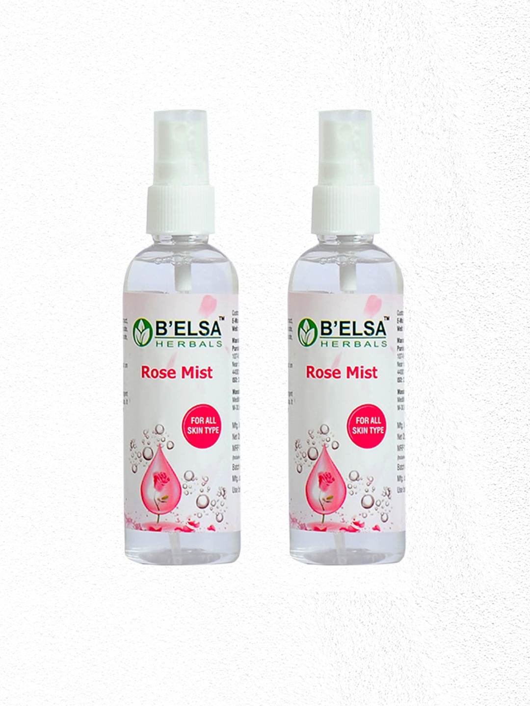 

B'ELSA HERBAL Set of 2 Rose Mist Face Toner for All Skin Types - 100 ml Each, Pink
