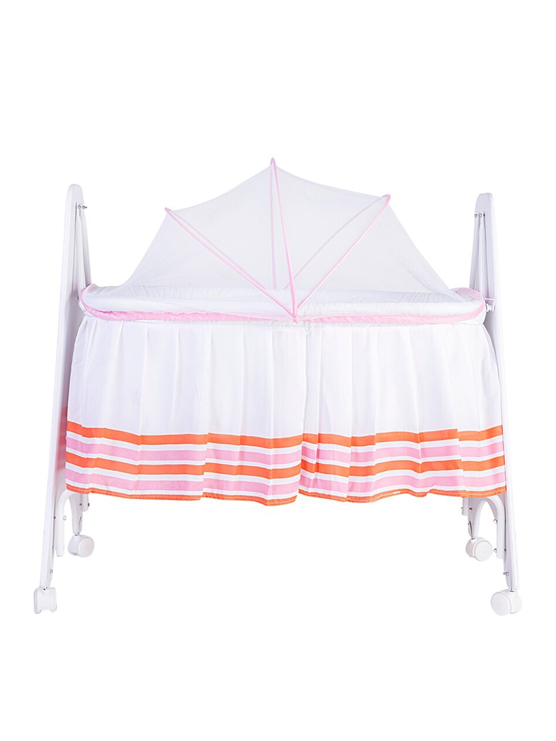 

Baby Moo Infants White & Pink Printed Cradle
