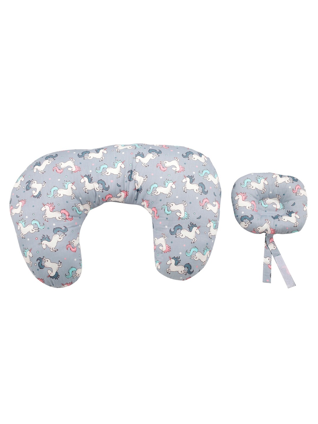

Baby Moo Kids Grey Unicorn Printed Feeding Baby Pillow