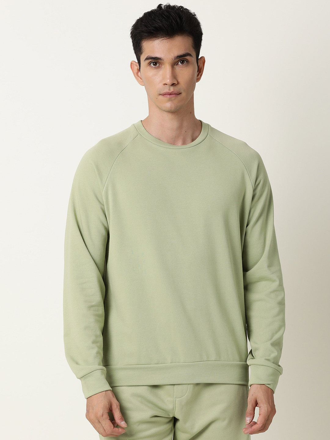 

ARTICALE Men Green Solid Cotton Sweatshirt