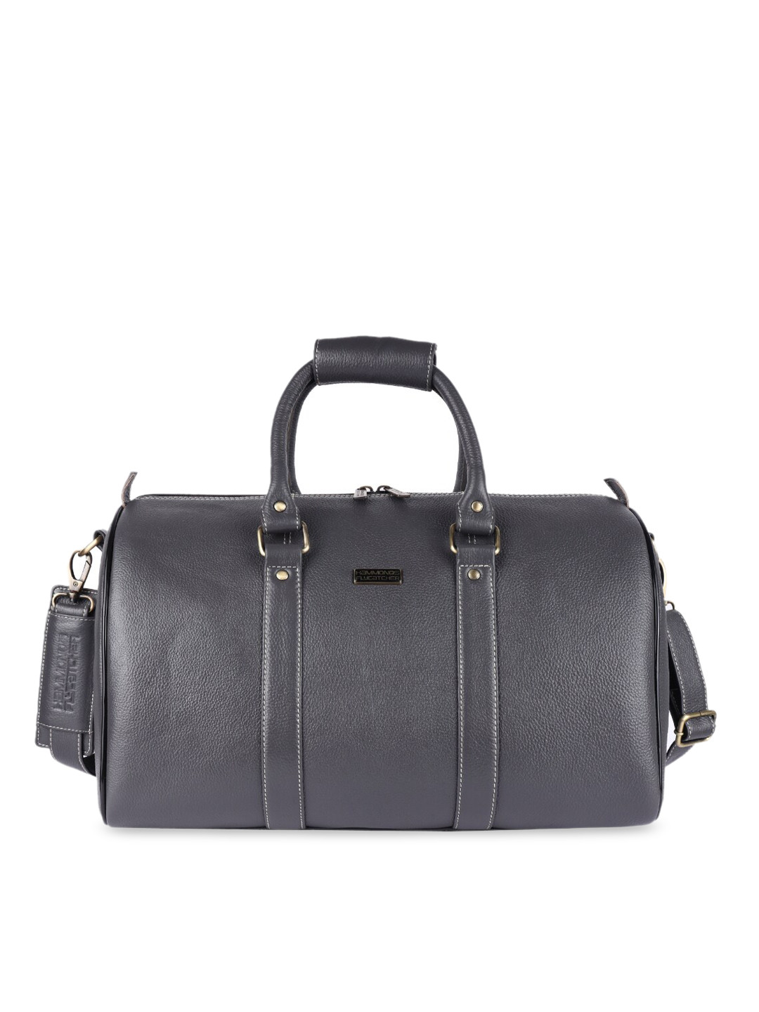 

HAMMONDS FLYCATCHER Grey Solid Leather Duffel Bag