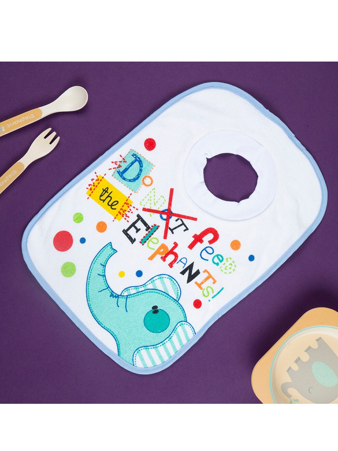 

Baby Moo Kids Blue Printed Bibs