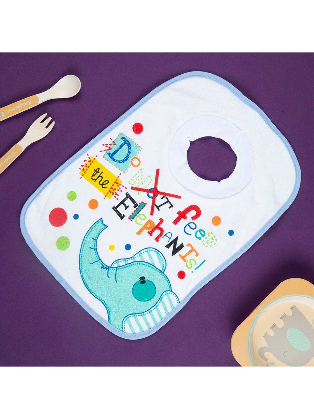 

Baby Moo Kids Blue Printed Bibs