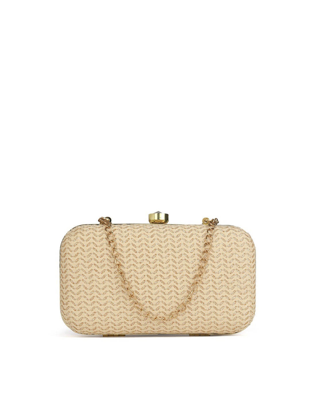 

gaura pakhi Beige & Gold-Toned Embroidered Box Clutch