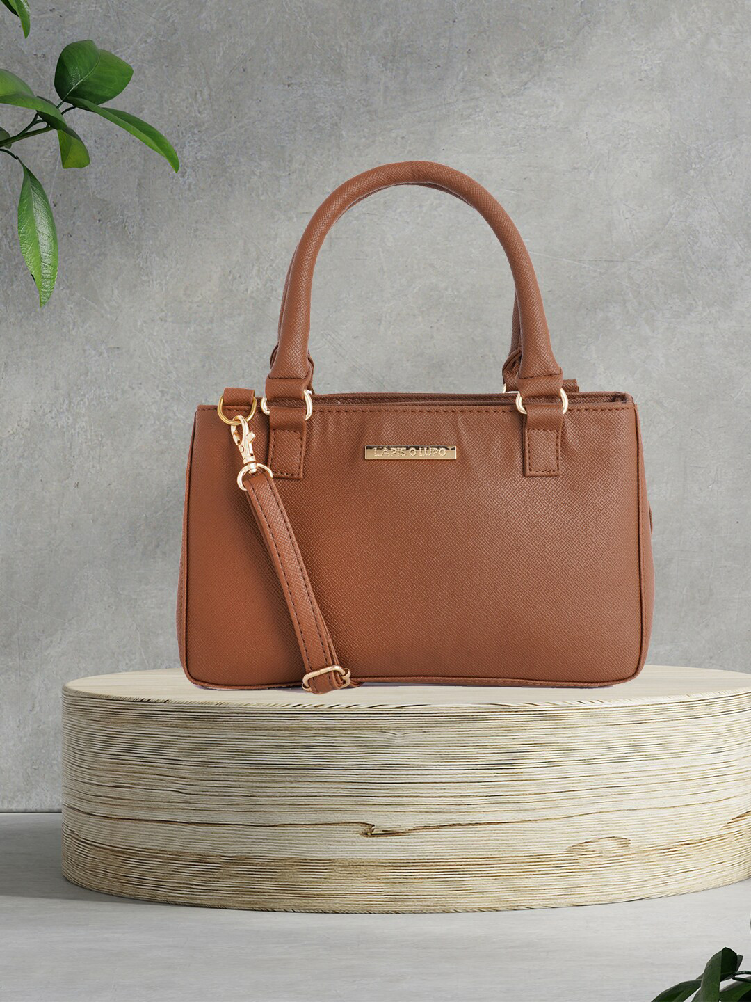

Lapis O Lupo Brown Structured Handheld Bag