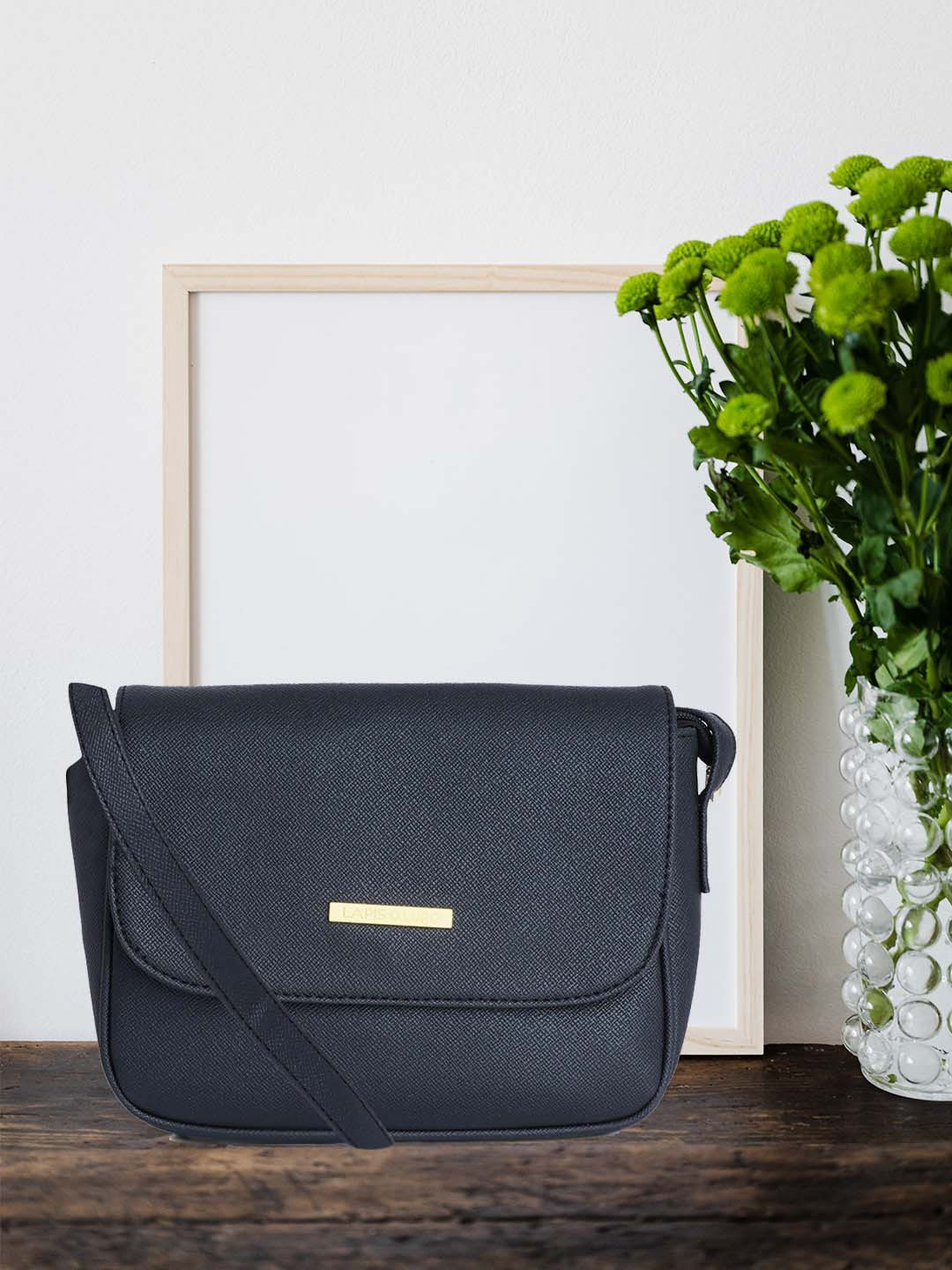 

Lapis O Lupo Black Structured Sling Bag