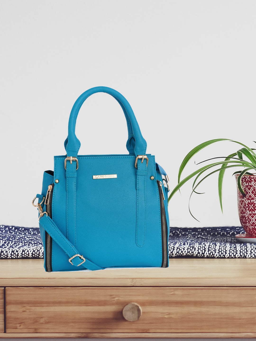 Lapis O Lupo Turquoise Blue Structured Handheld Bag