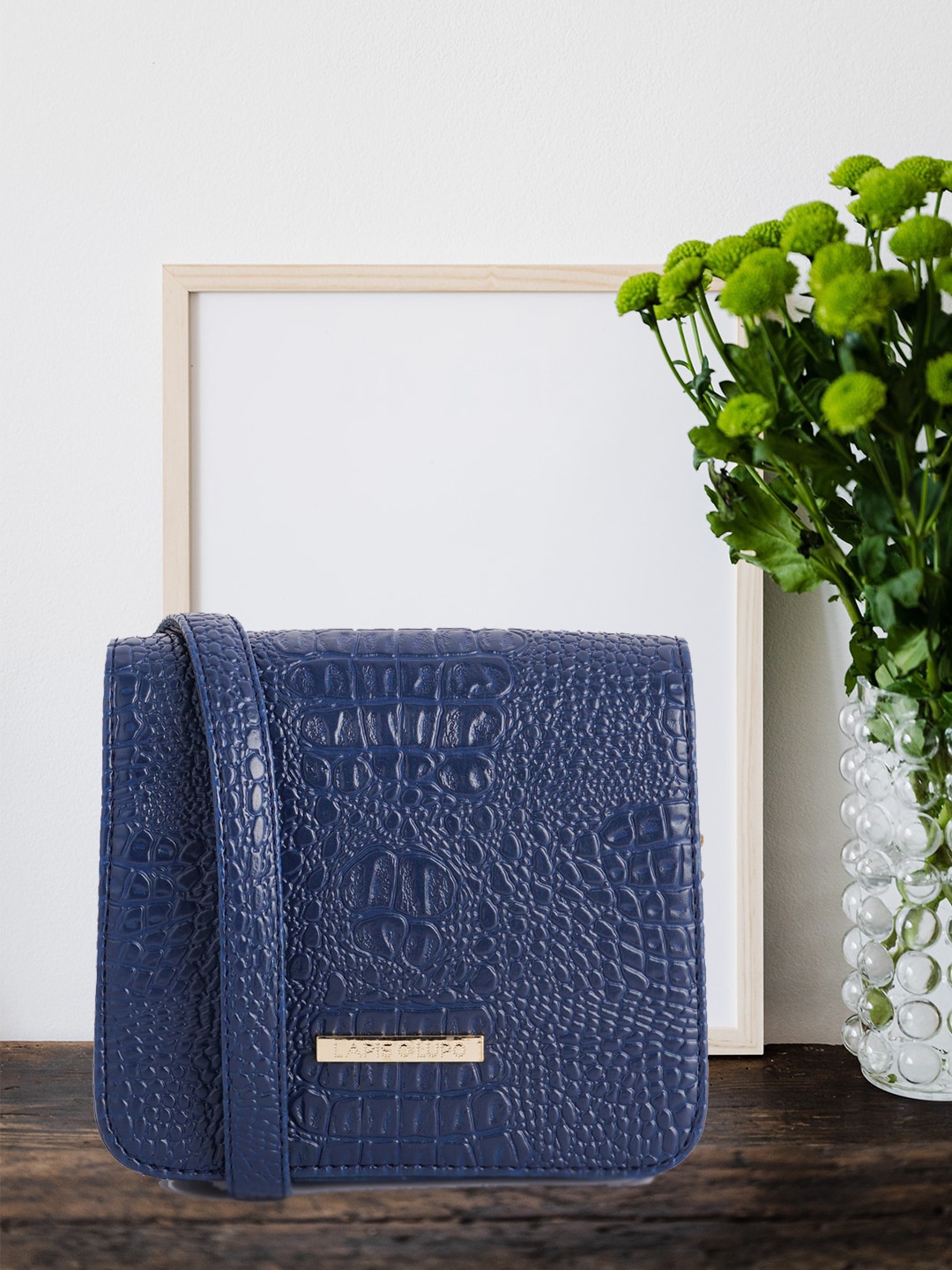 

Lapis O Lupo Blue Textured Sling Bag