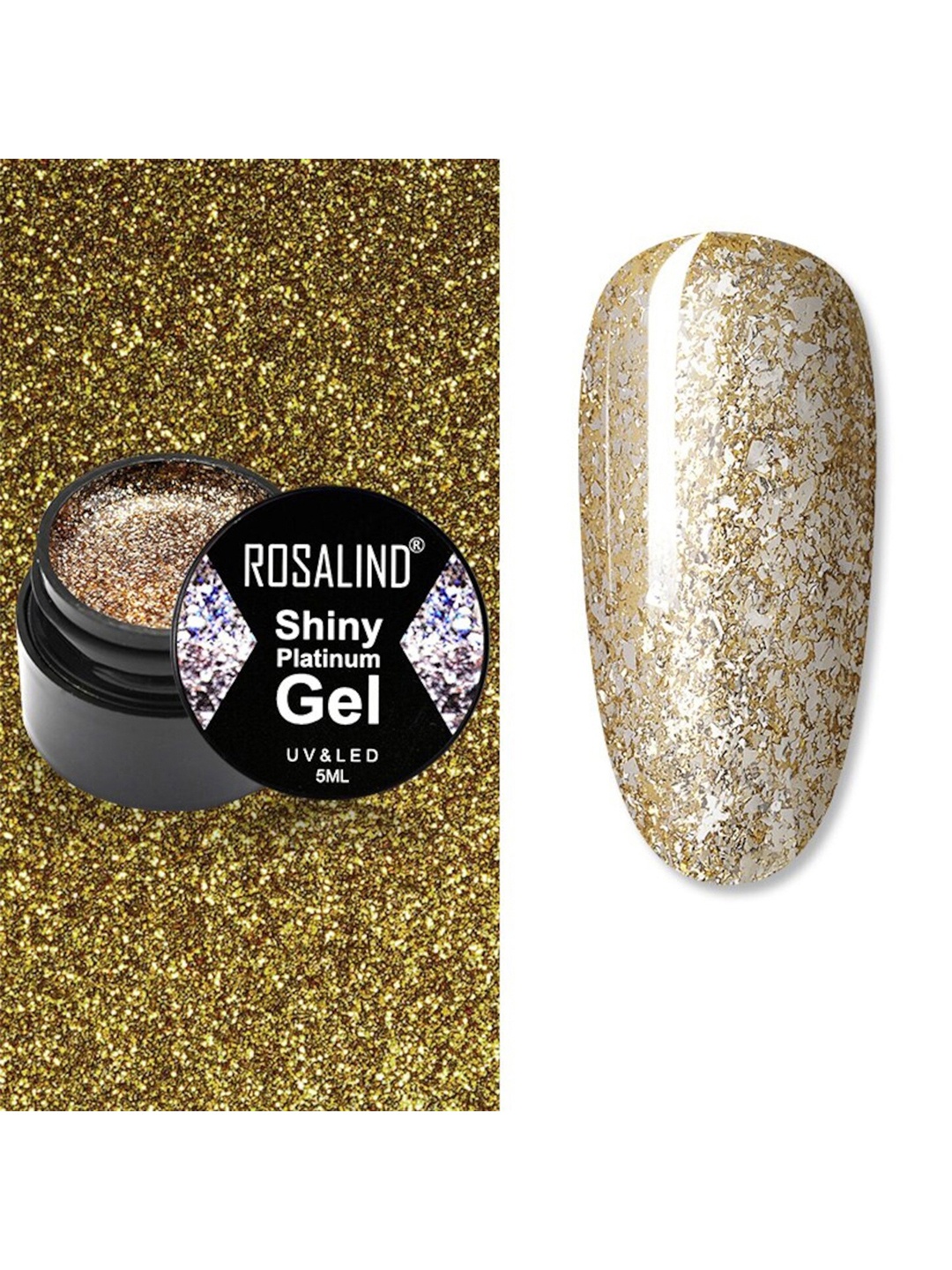 

ROSALIND UV & LED Shiny Platinum Gel Nail Polish 5 ml - A395, Gold