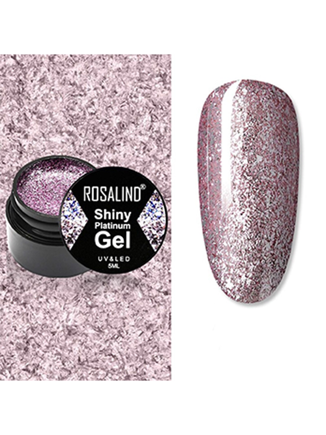 

ROSALIND Shiny Platinum Hybrid Varnishes Soak-Off UV&LED Gel Nail Polish - Shade A389, Rose gold