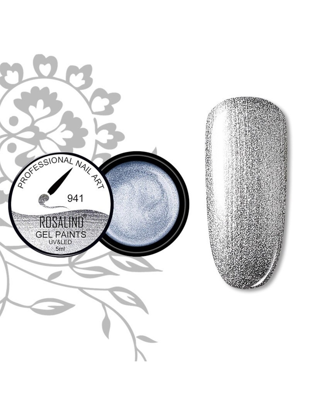 

ROSALIND Soak-Off UV-LED Semi-Permanent Nail Art Gel Paint - Shade 941, Silver