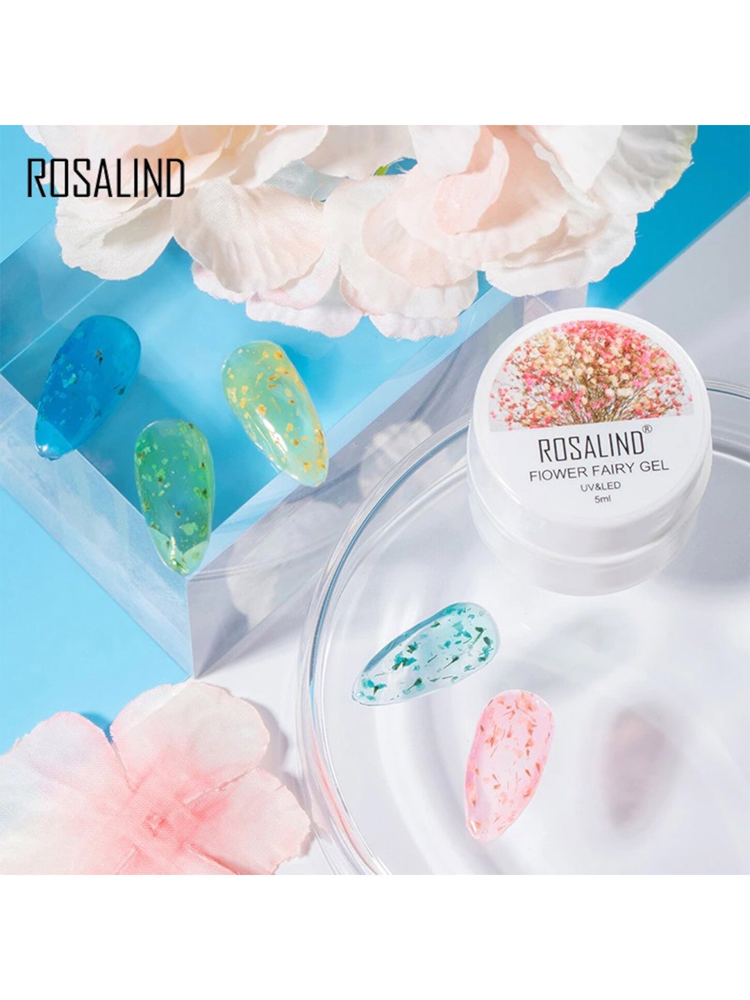 

ROSALIND Flower Fairy UV & LED Dried Flower Decoration Gel Nail Polish - Shade A152, Pink