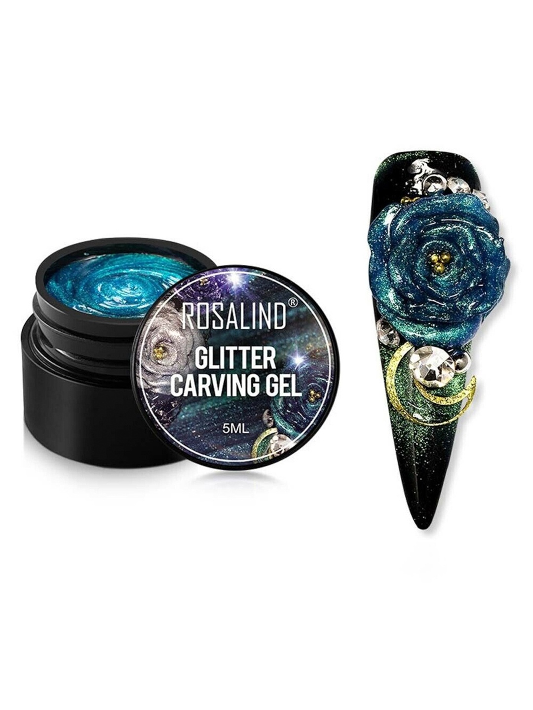 

ROSALIND Fantasy Carved Glue Glitter Carving Gel Glue Nail Polish - Shade A765, Blue