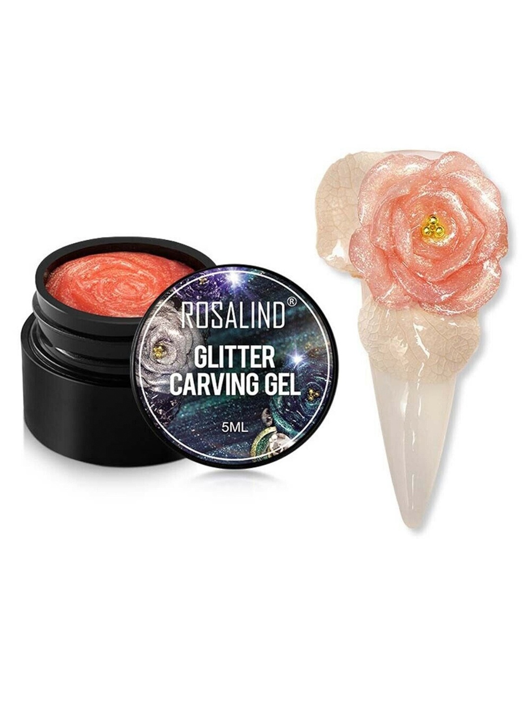 

ROSALIND Fantasy Carved Glue Glitter Carving Gel Nail Polish - Shade A764, Peach
