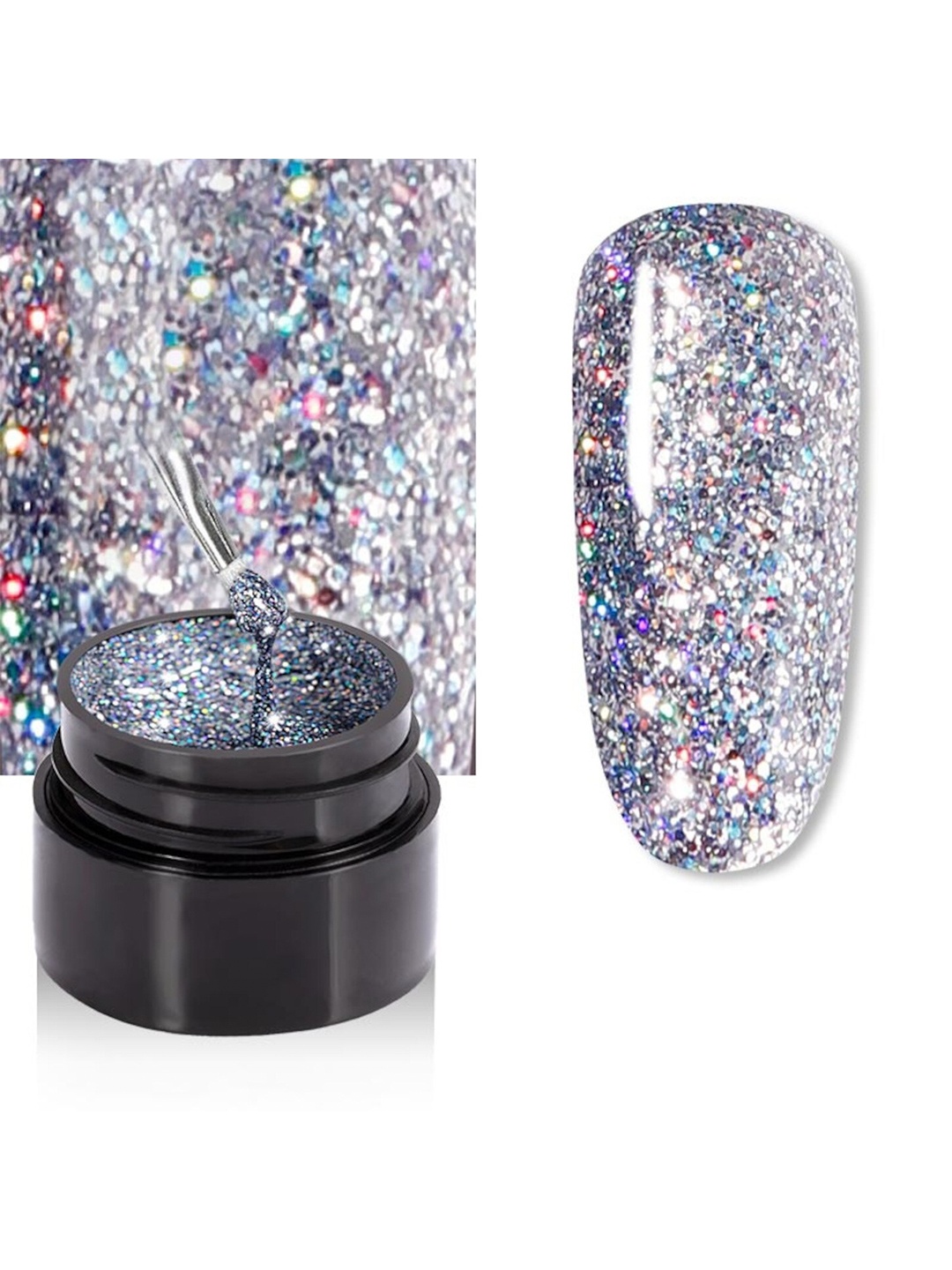 

ROSALIND Shiny Rainbow Gel UV & LED Nail Polish for Glitter Painting - Shade A517, Silver