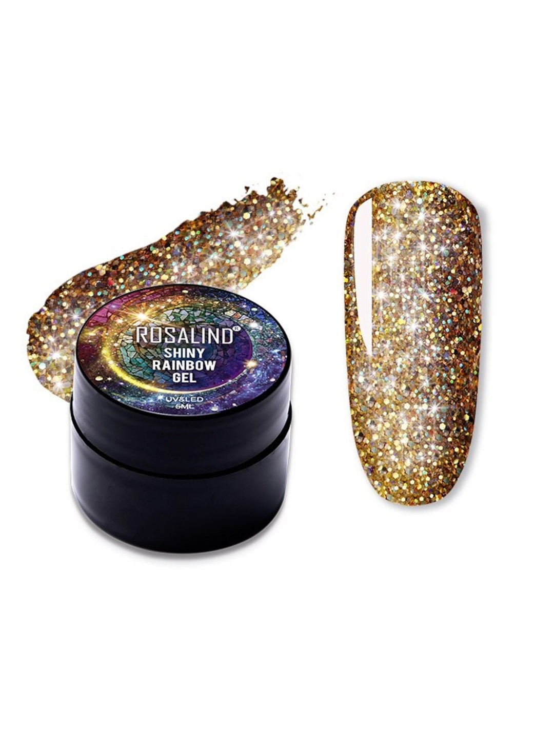 

ROSALIND UV LED Shiny Rainbow Gel Nail Polish 5 ml - A518, Gold