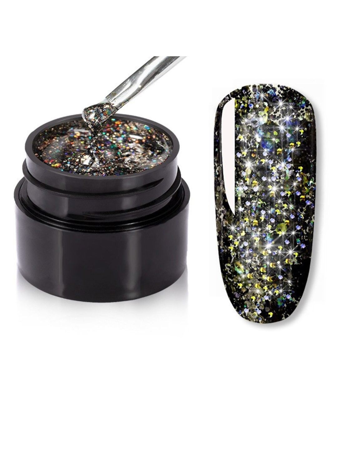 

ROSALIND Shiny Rainbow Gel UV & LED Nail Polish for Glitter Painting - Shade A538, Black