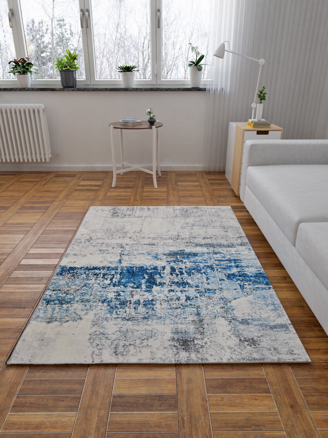 

URBAN DREAM Blue & Grey Abstract Printed Floor Carpets