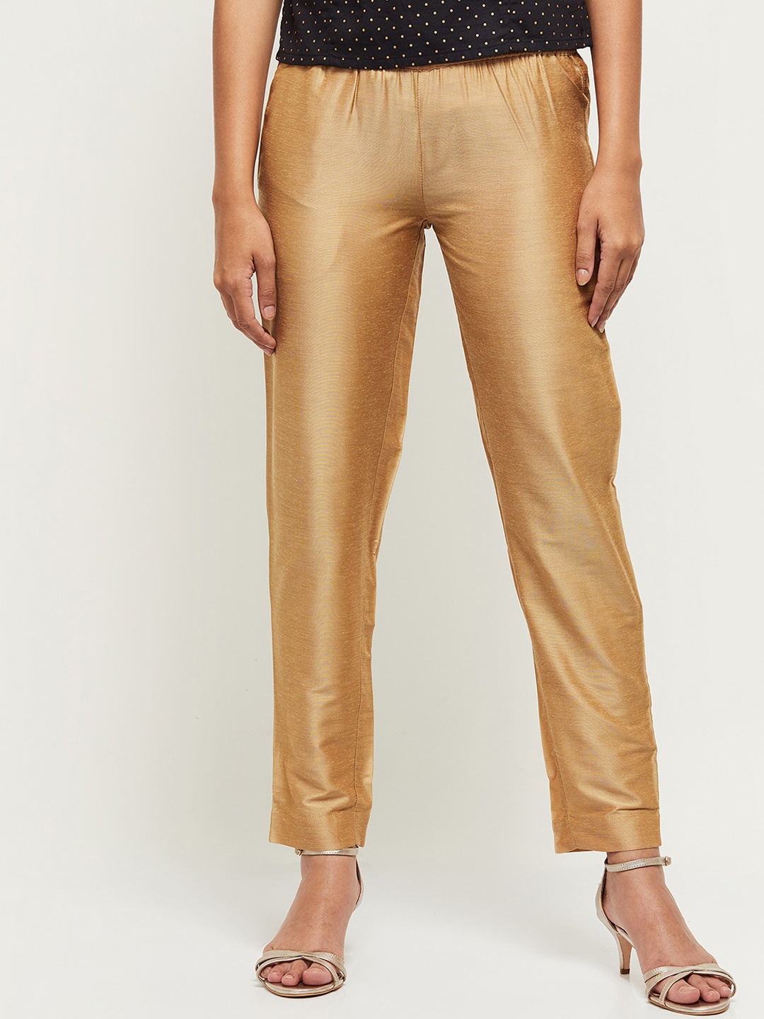 

max Women Gold-Toned Trousers