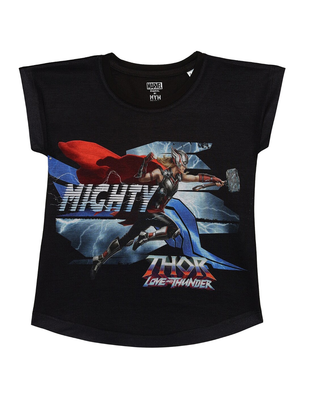 

Marvel by Wear Your Mind Girls Black Thor Print Extended Sleeves Top