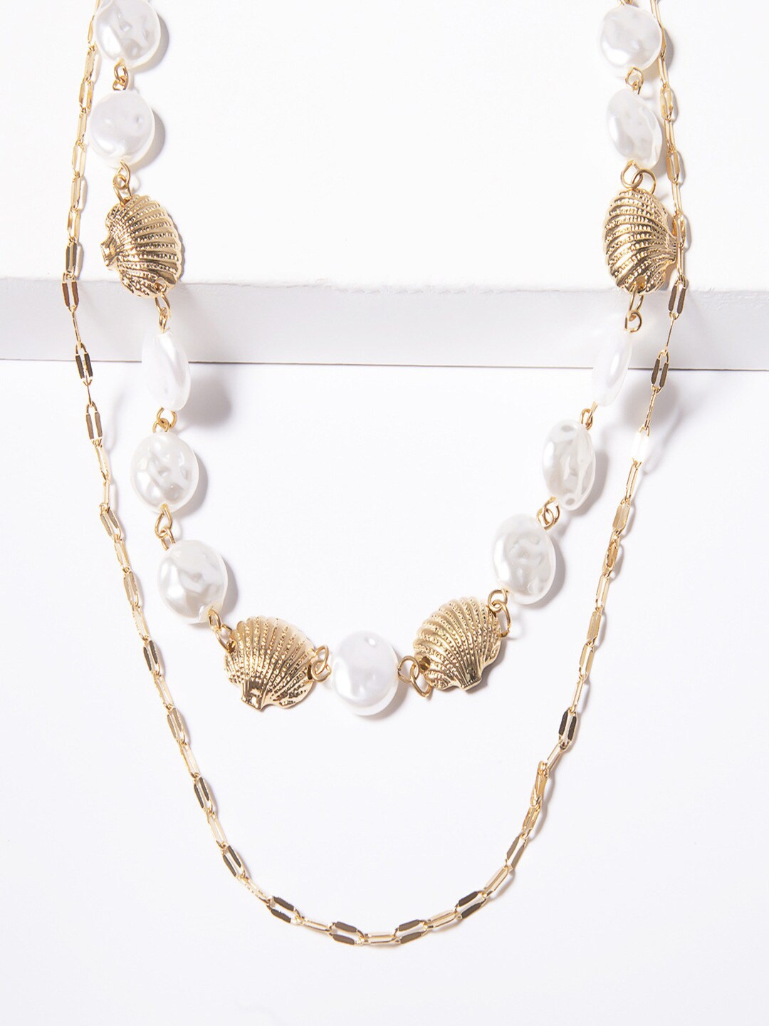 

AQUASTREET White Gold-Plated Pearl Bohemian Necklace, Multi