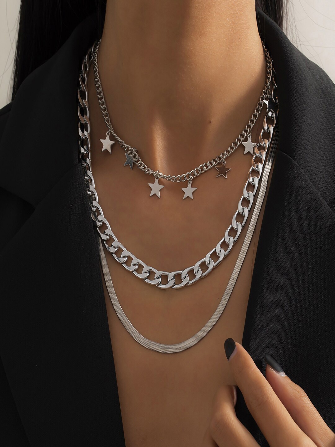 

AQUASTREET Silver-Plated Layered Necklace