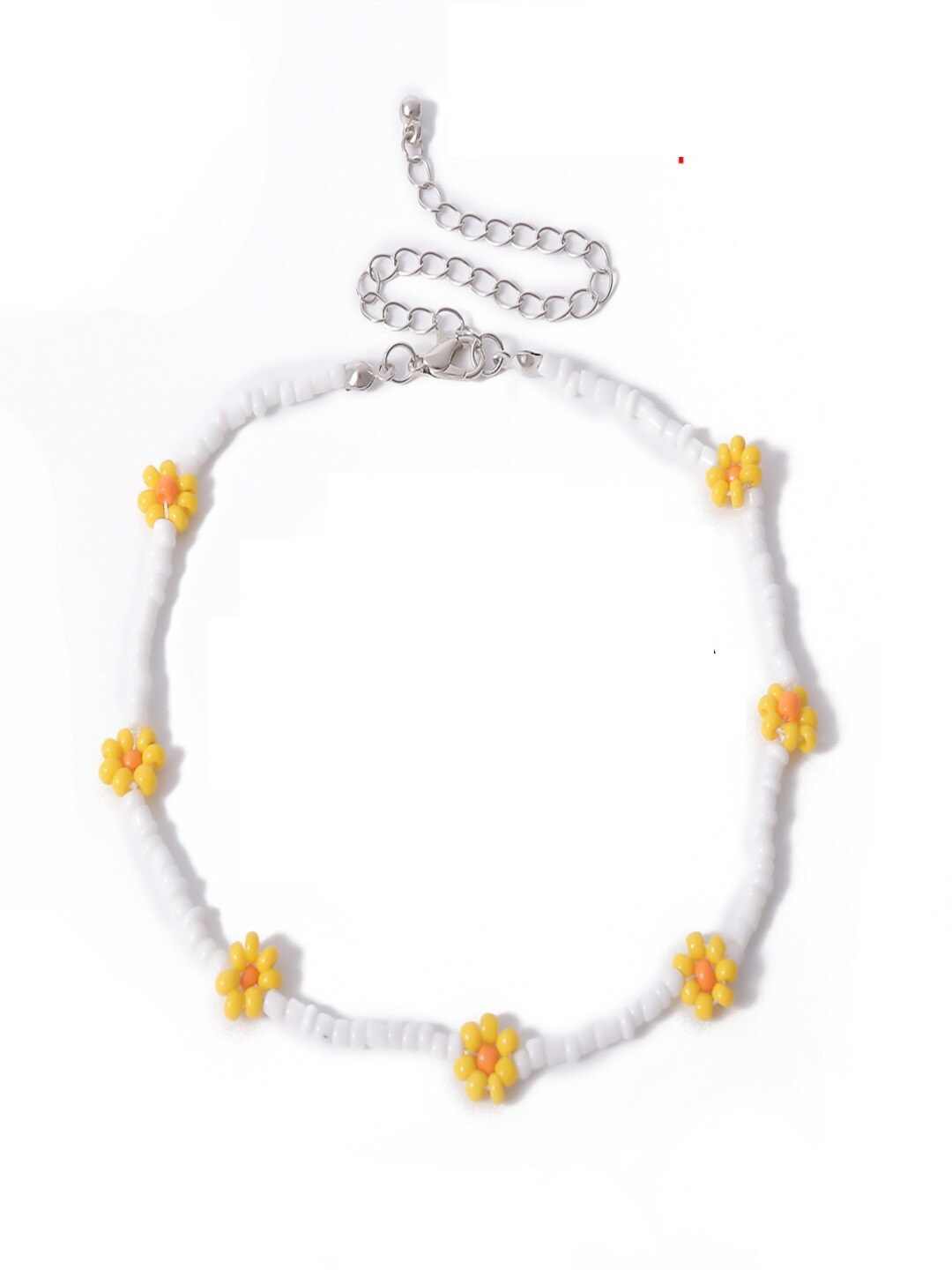 

AQUASTREET Silver-Plated White & Yellow Handmade Beaded Necklace