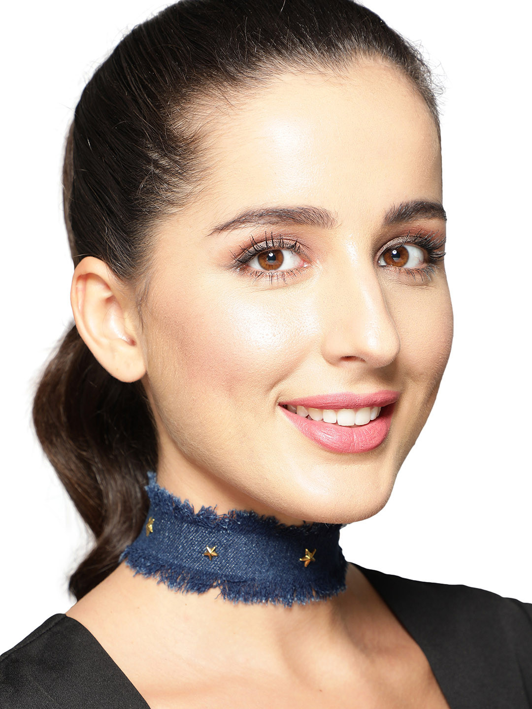 

AQUASTREET Gold-Toned & Blue Gold-Plated Denim Choker Necklace