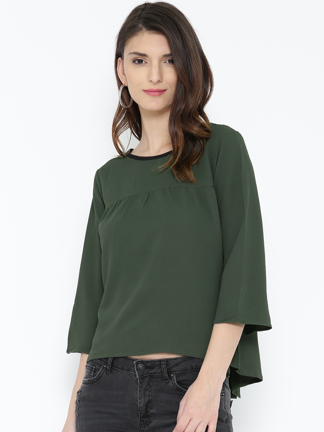 

Noi Women Olive Green A-Line Top