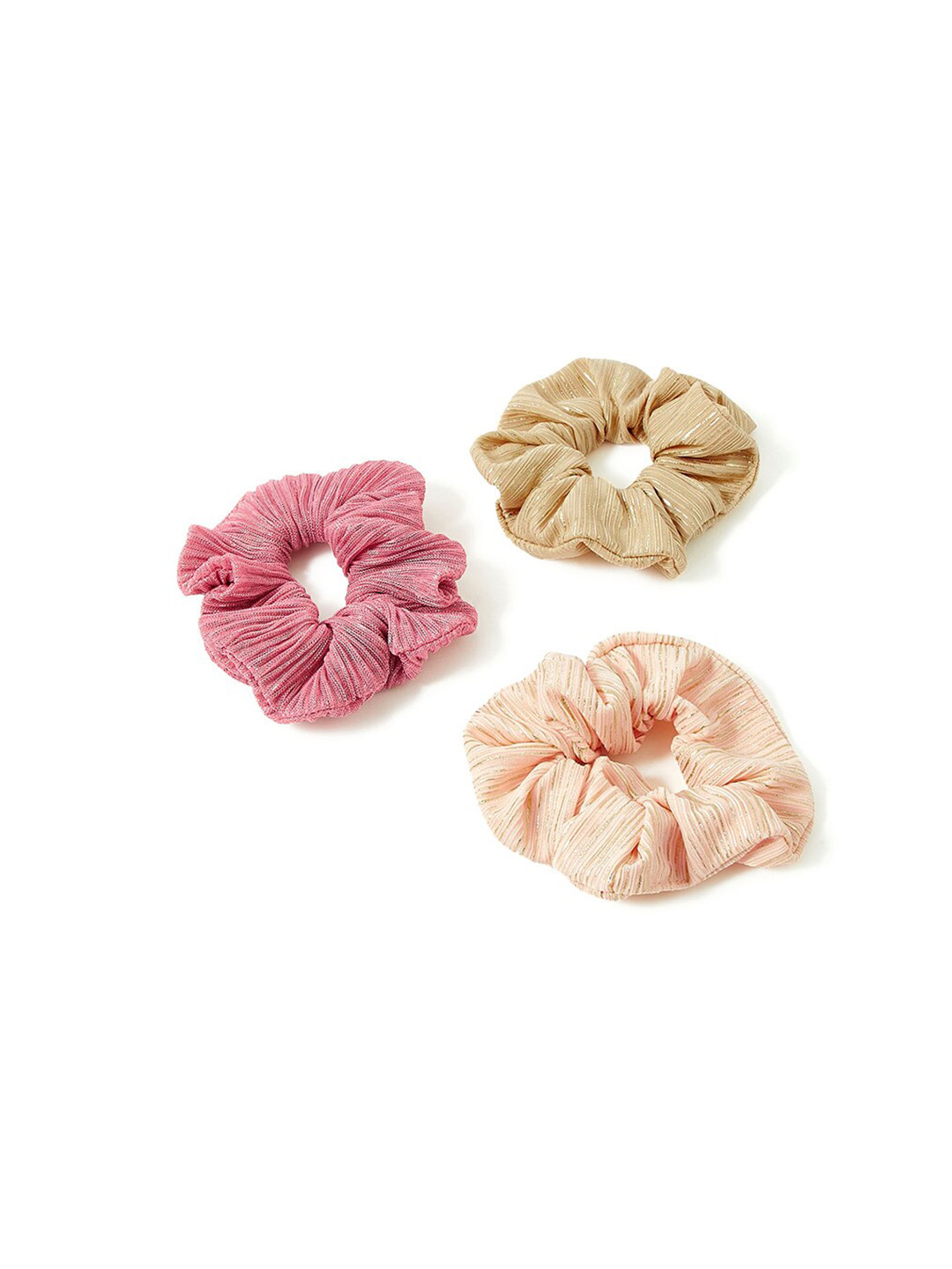 

Accessorize London Set of 3 Metallic Hair Scrunchies, Pink