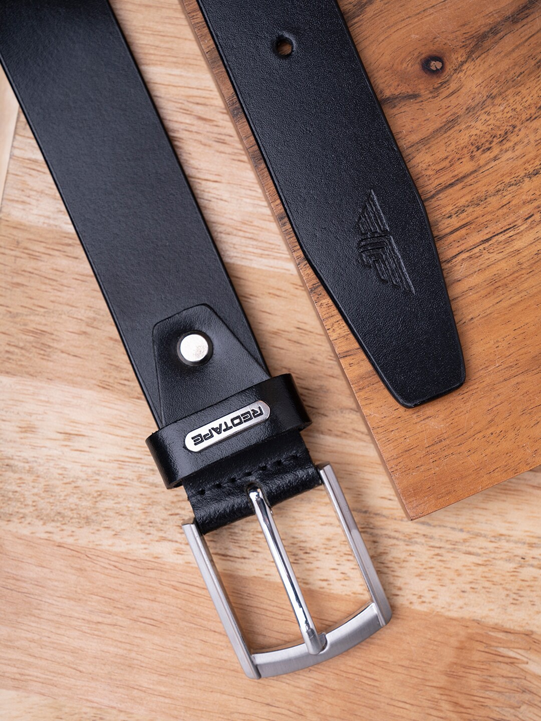 

Red Tape Men Black Leather Formal Belt