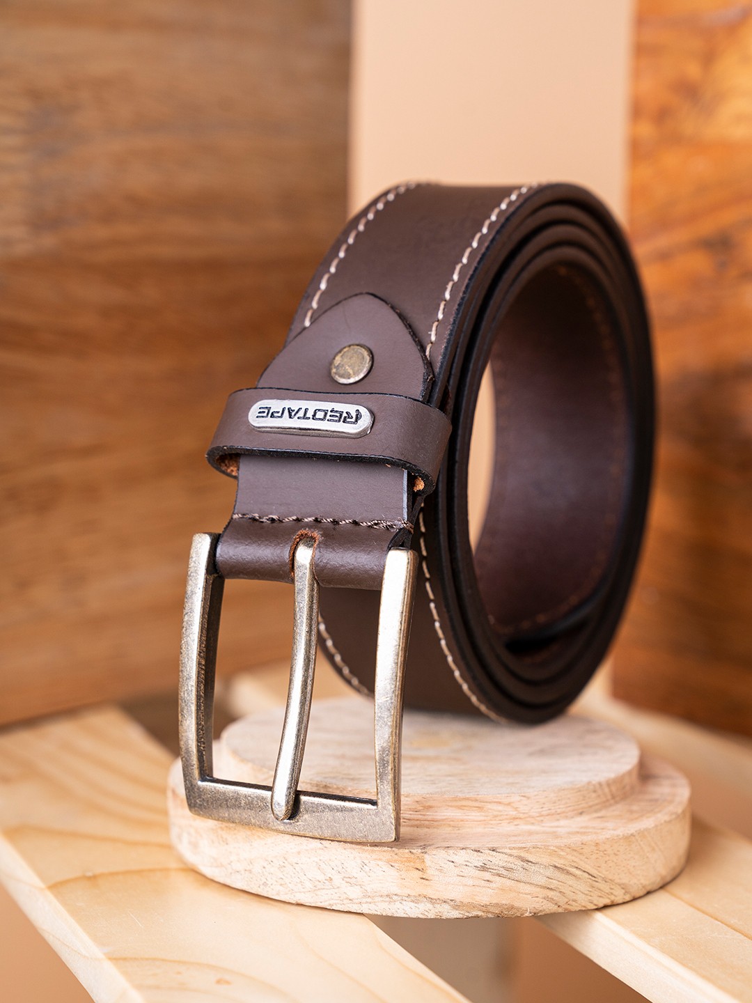 

Red Tape Men Brown Leather Formal Belt