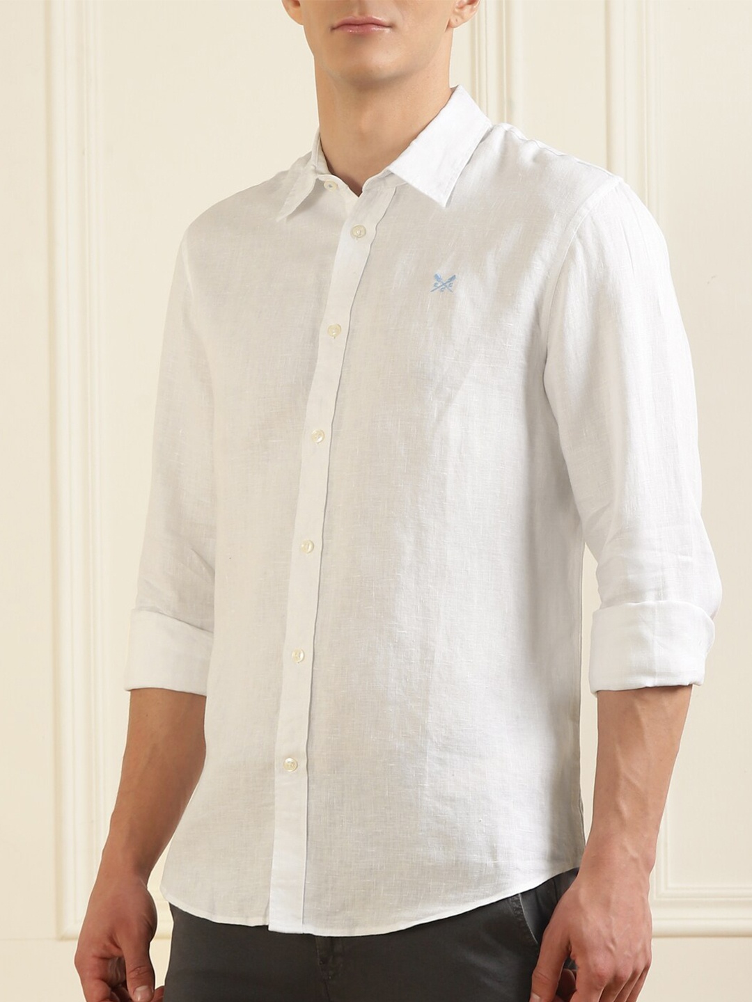 

Crew Clothing Men White Slim Fit Linen Casual Shirt