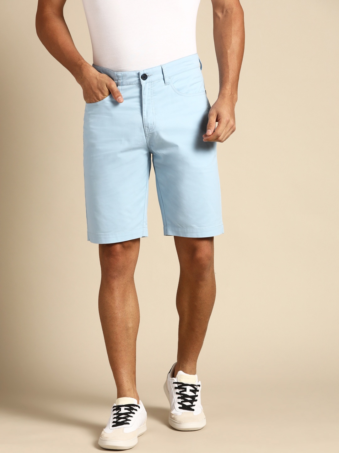 

United Colors of Benetton Men Blue Solid Slim Fit Chino Shorts