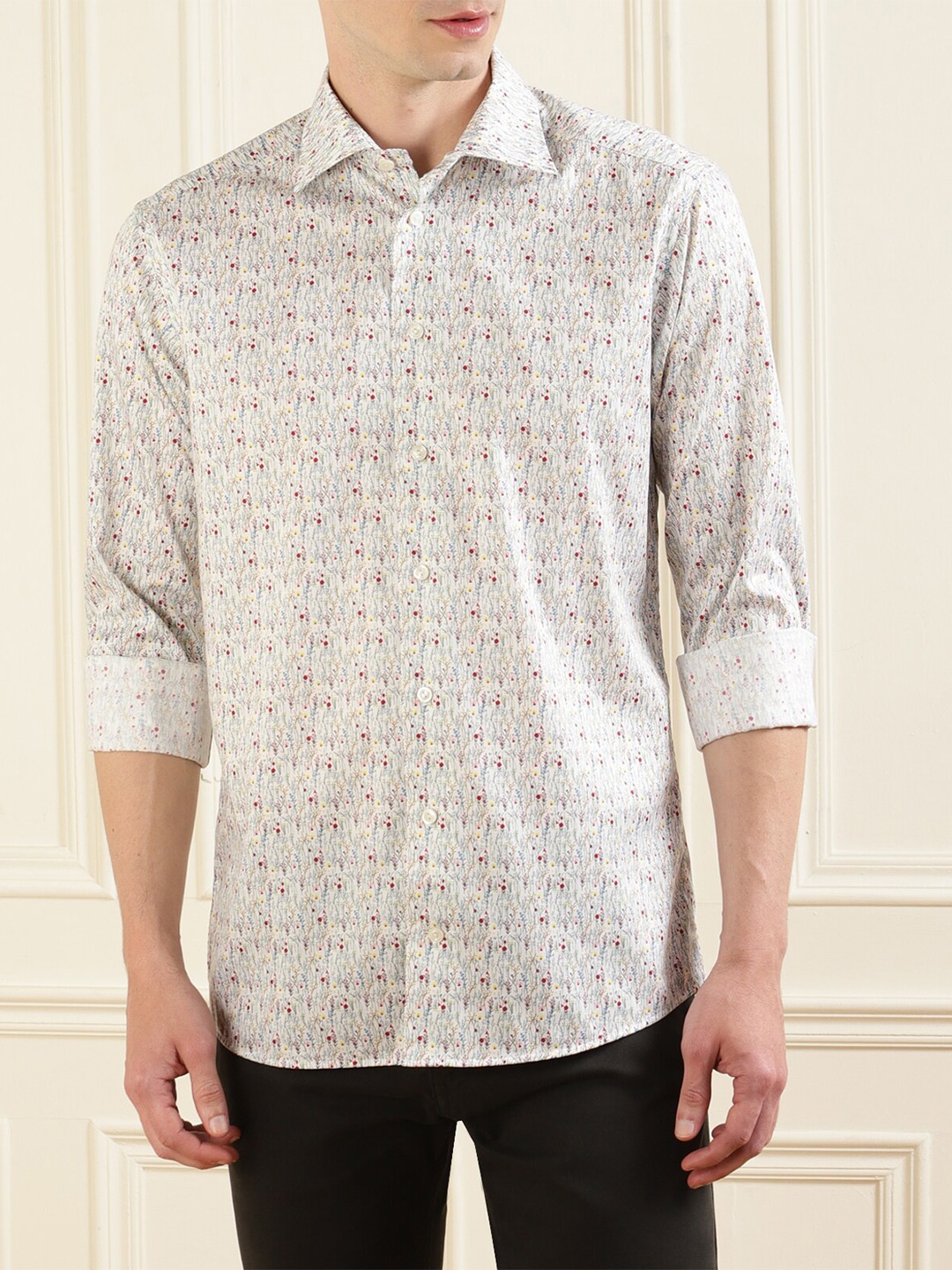 

Eton Men White Slim Fit Floral Printed Casual Shirt 100% Cotton