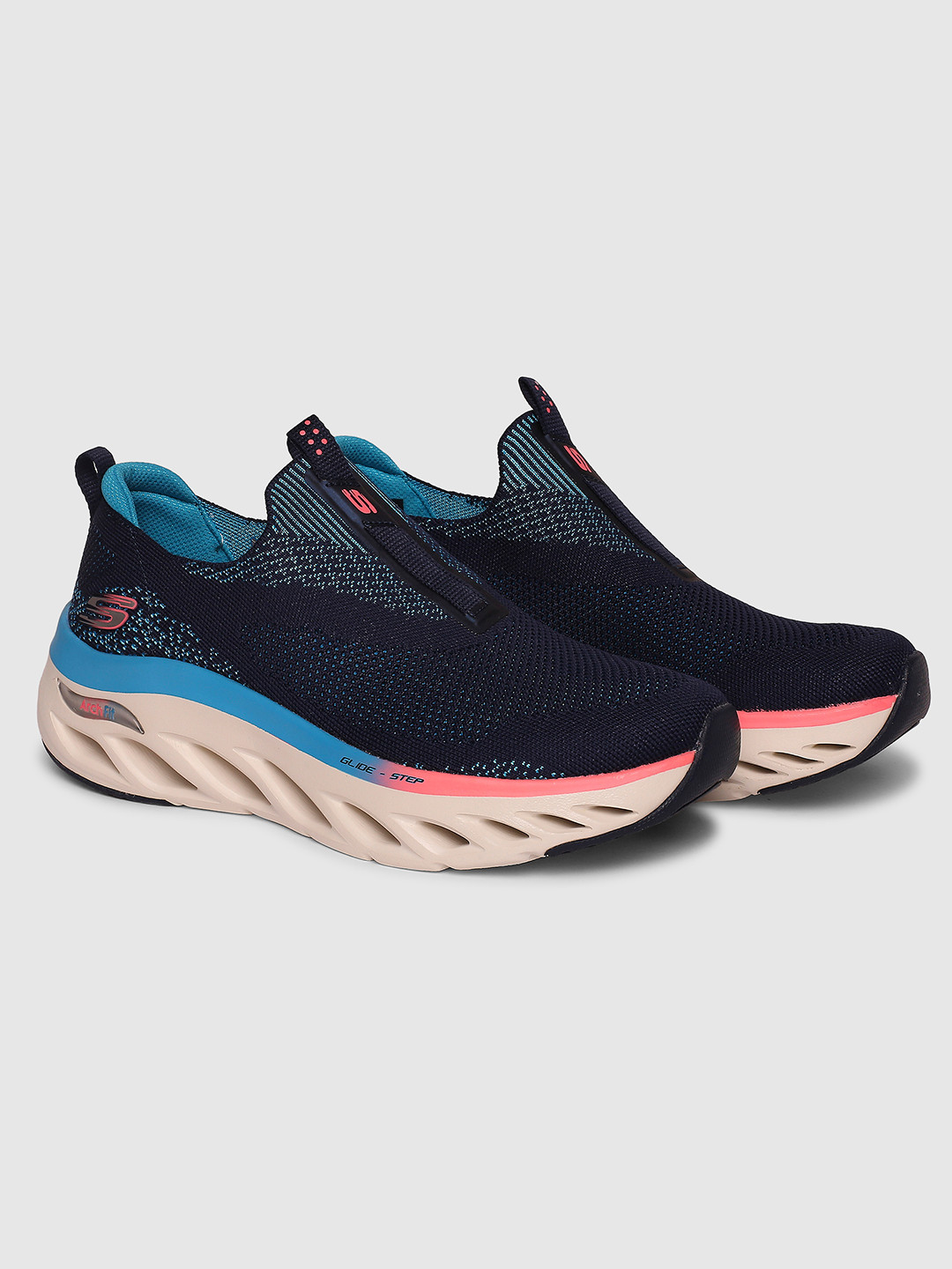 

Skechers Women Navy Blue Woven Design Slip-On Sneakers