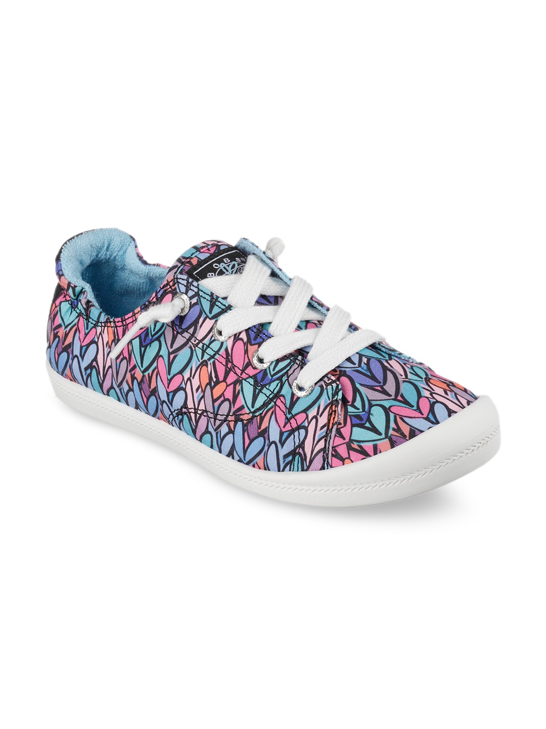 

Skechers Women Black DOWN WITH LOVE Woven Design Canvas Sneakers