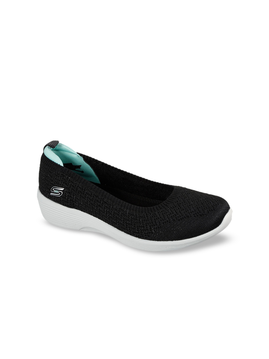 

Skechers Women Black Woven Design Slip-On Sneakers