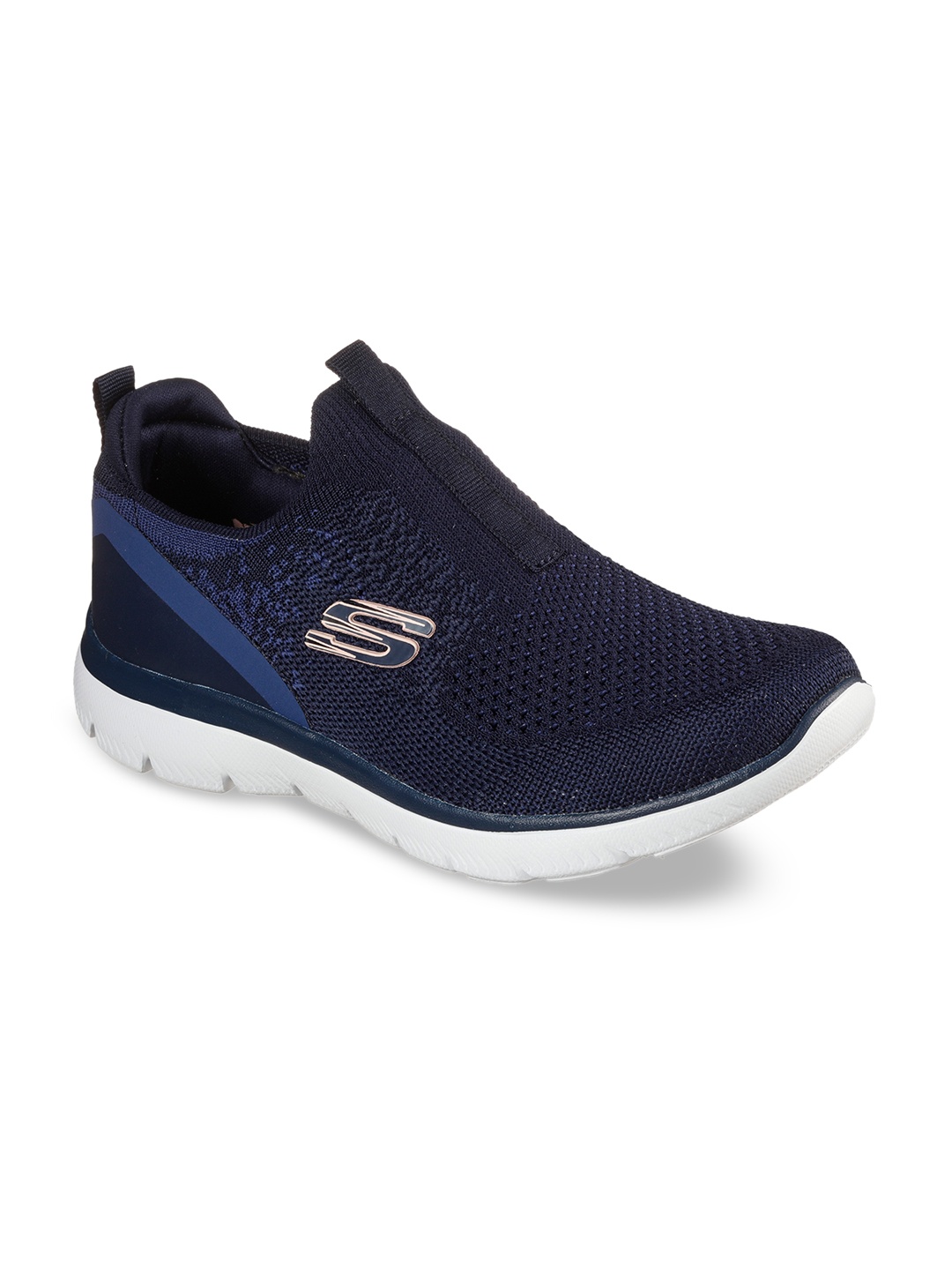 

Skechers Women Navy Blue Woven Design Slip-On Sneakers