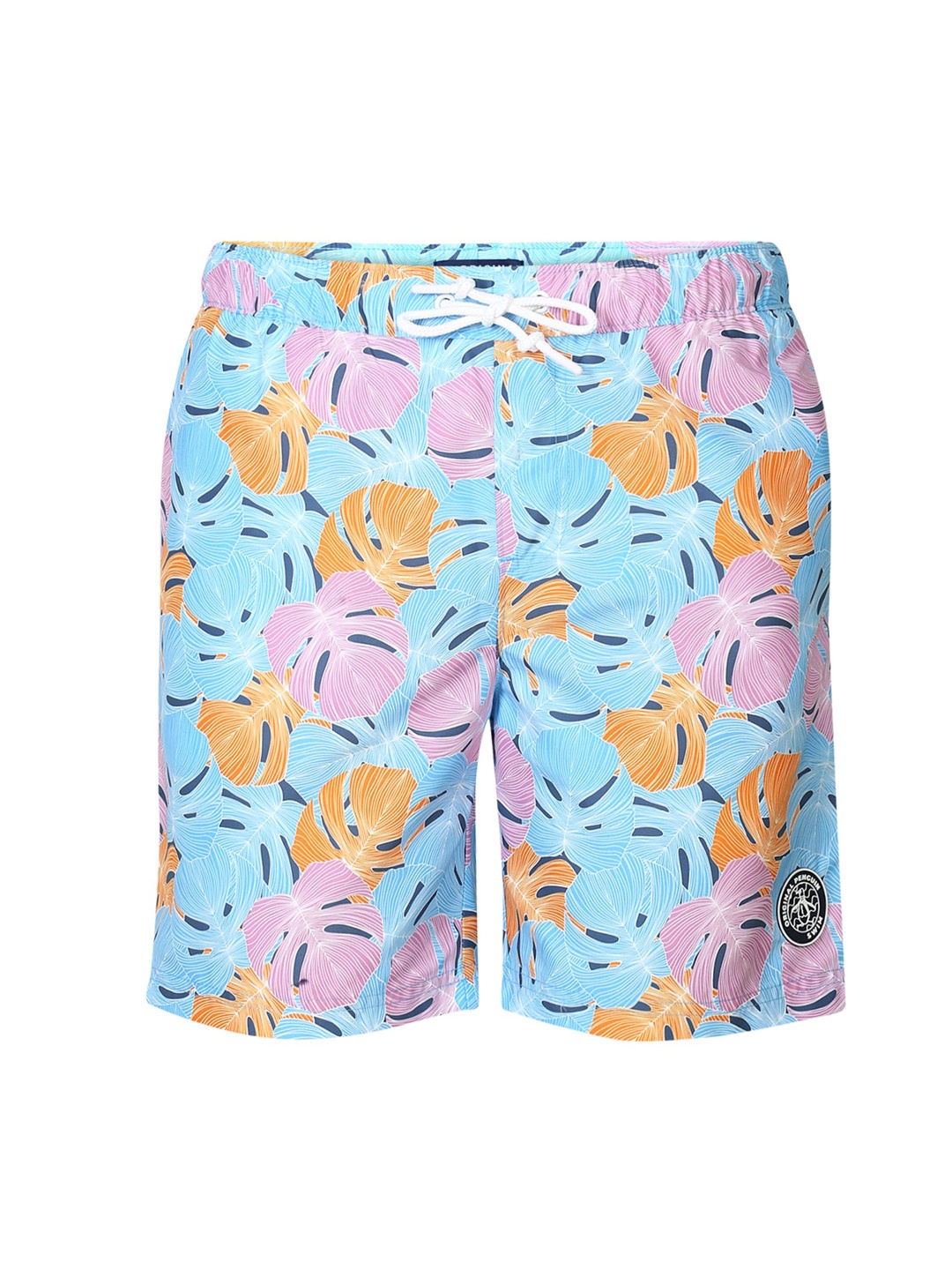 

Original Penguin Men Blue & Orange Tropical Printed Swim Shorts