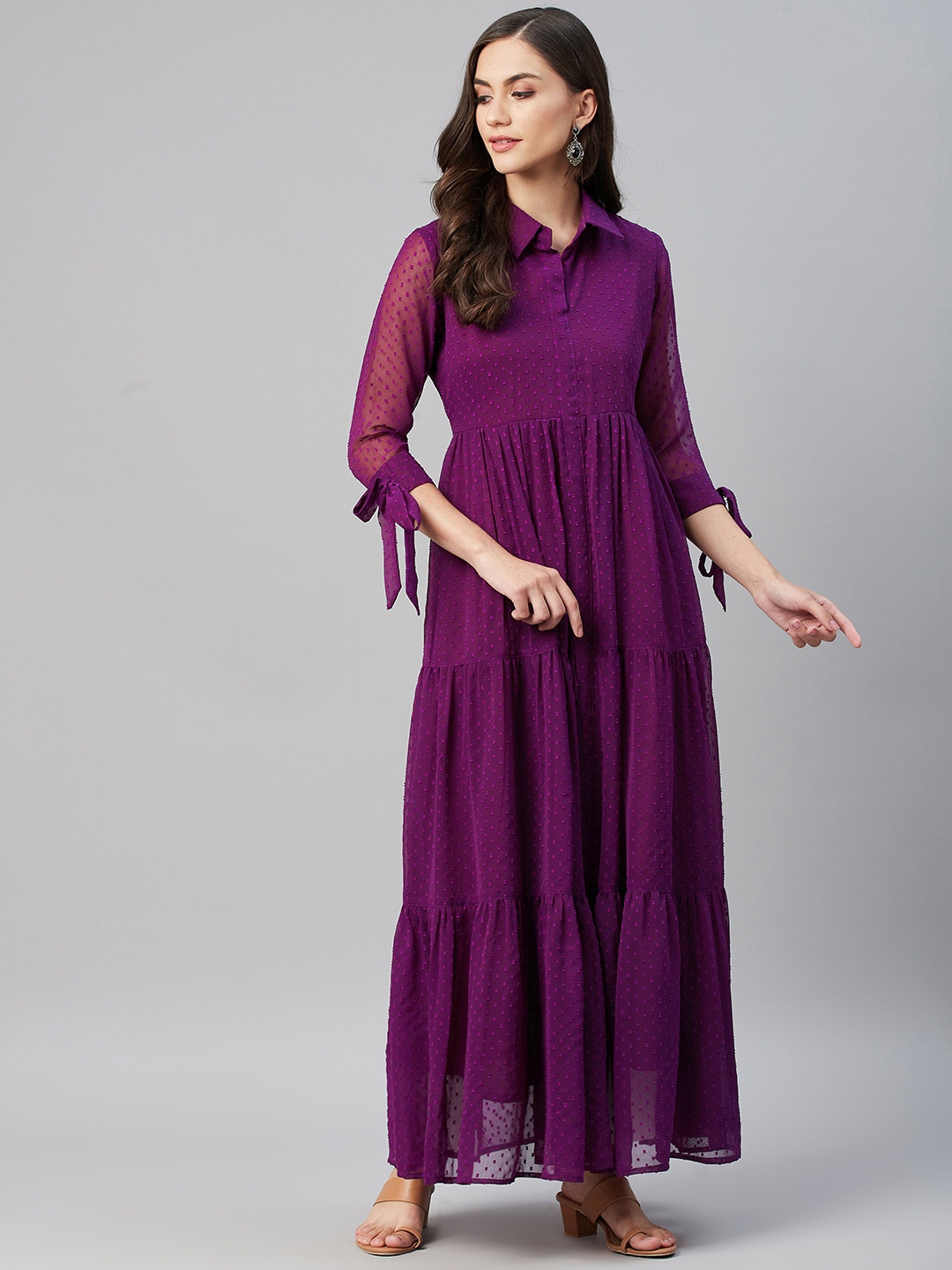 

MBE Women Purple Dobby Georgette Anarkali Kurta