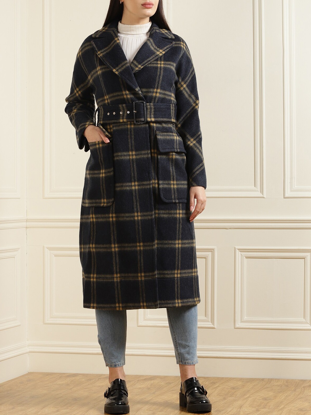 

Ted Baker Women Navy Blue Checked Overcoats