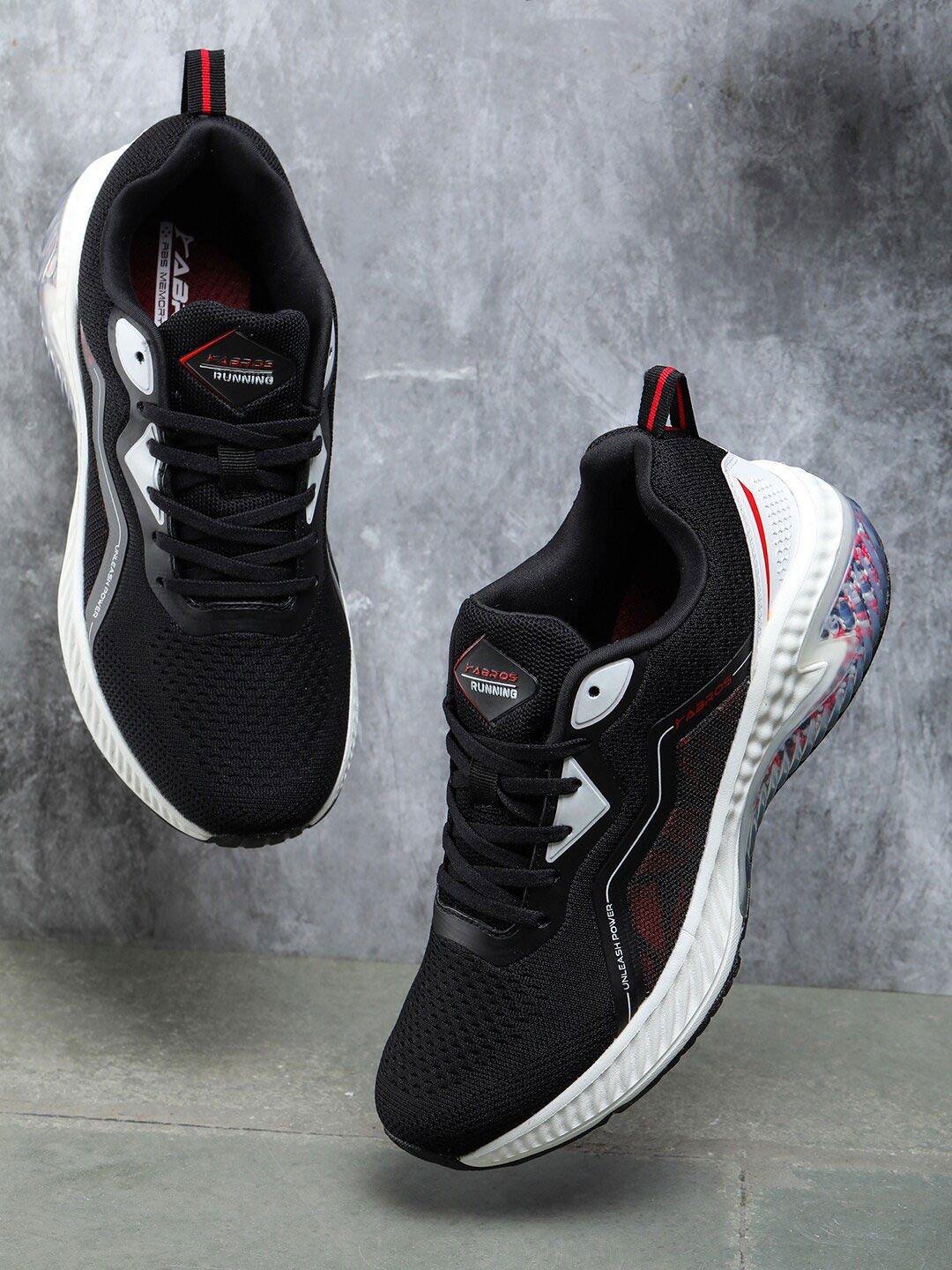 

ABROS Men Black & Red Mesh Running Shoes