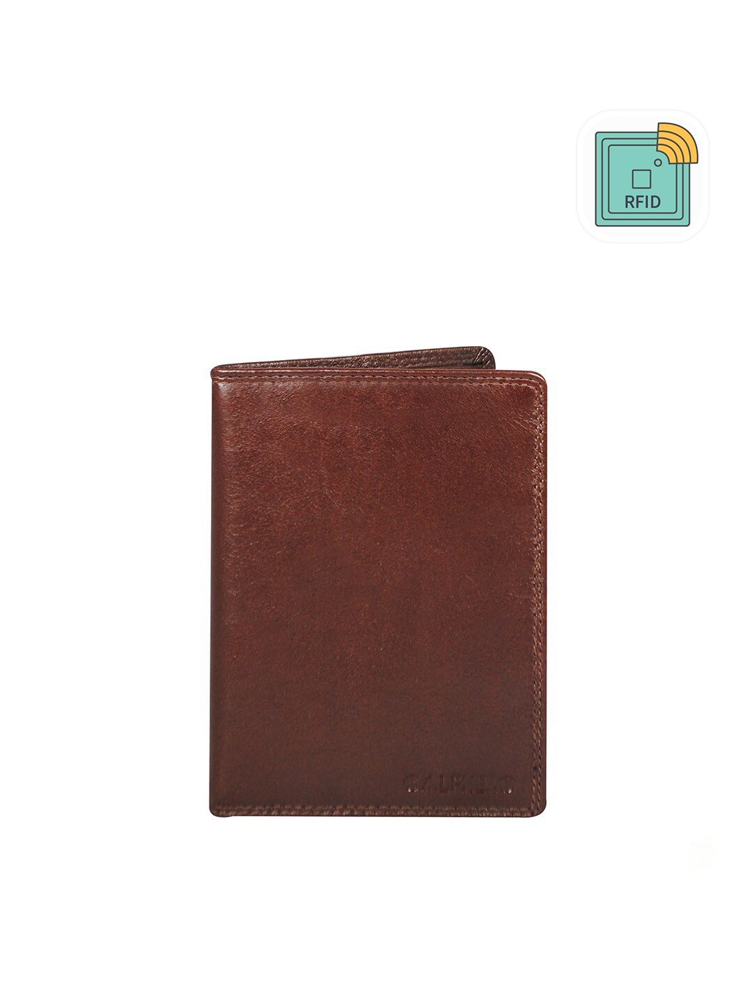 

CALFNERO Brown & Black Leather Passport Holder