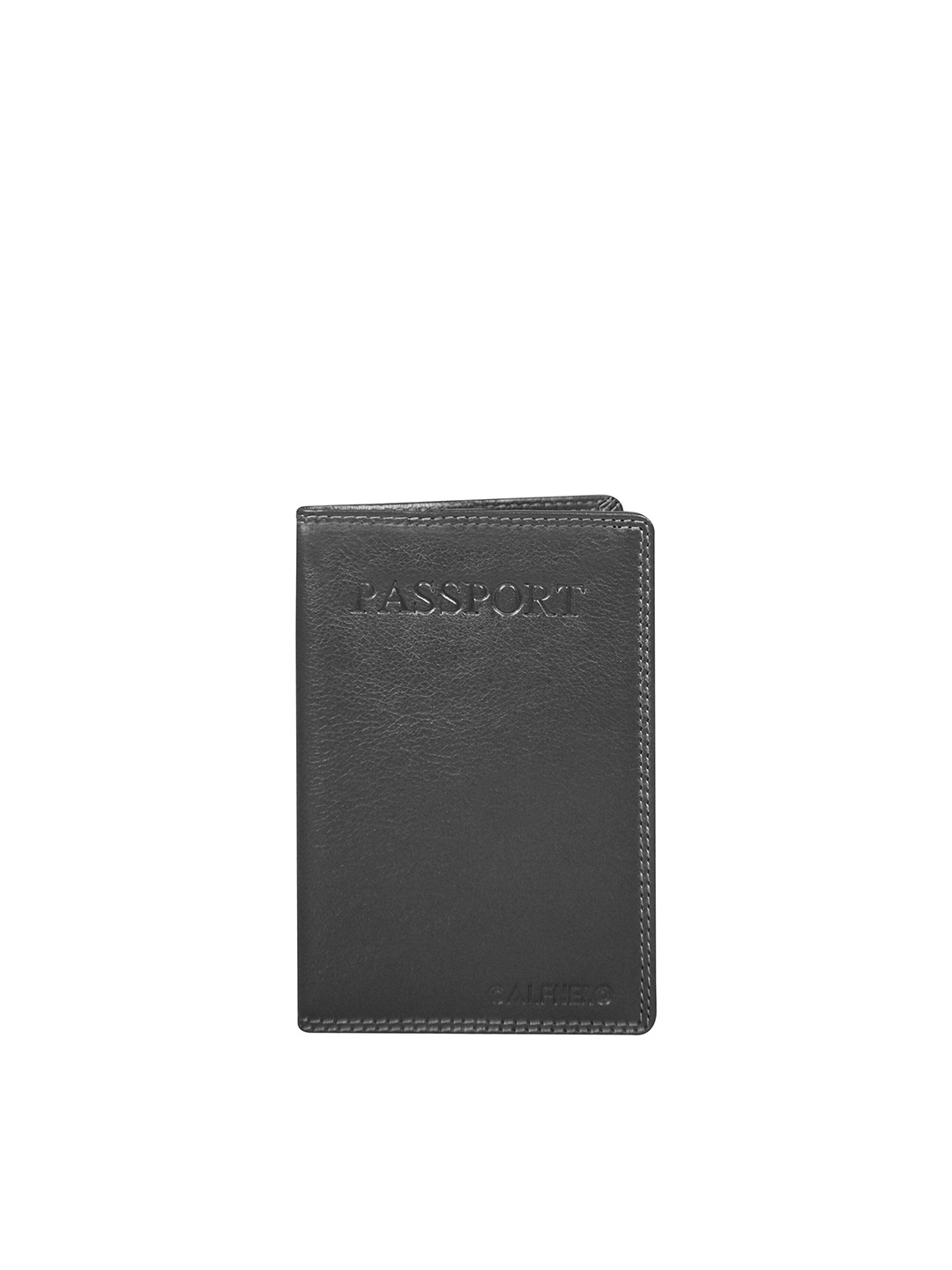 

CALFNERO Unisex Black Leather Passport Holder with Passport Holder