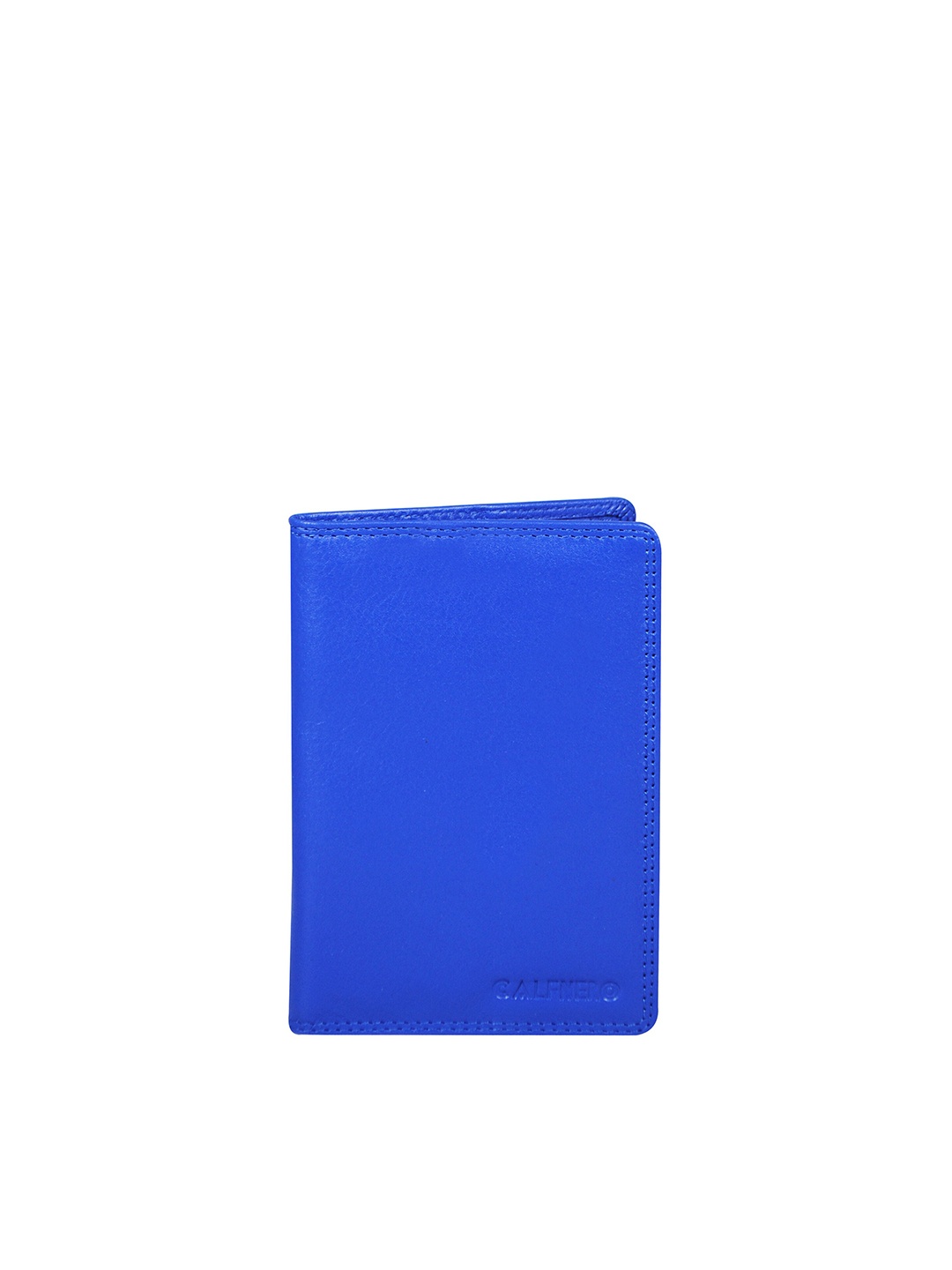 

CALFNERO Unisex Blue Leather Passport Holder with Passport Holder