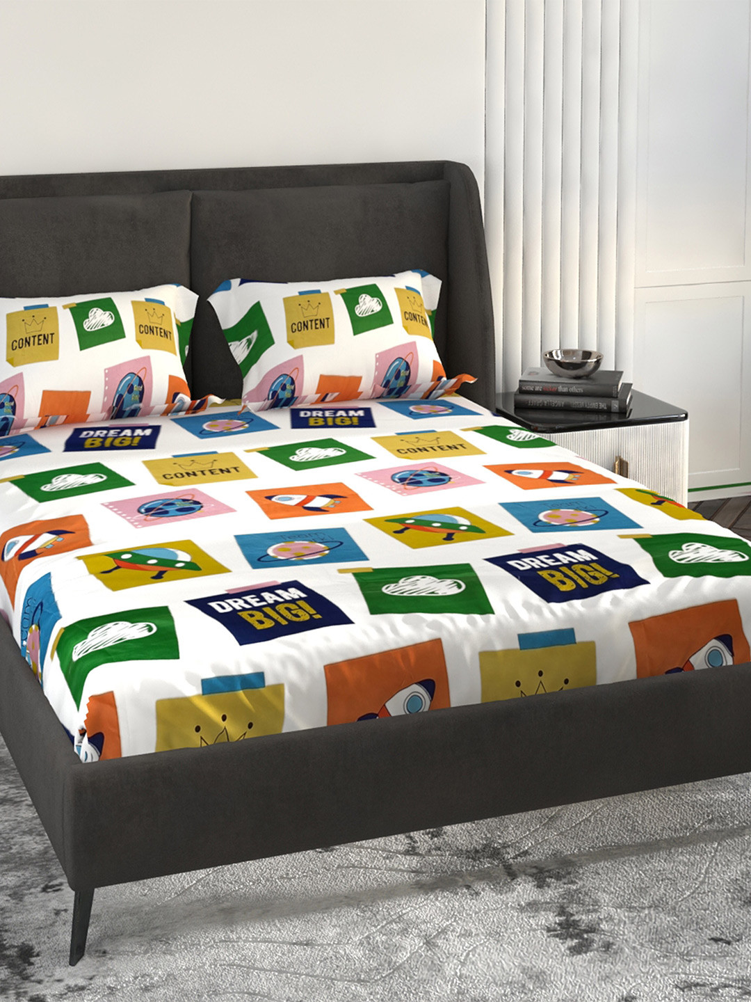 

LABHAM Multicoloured 180 TC King Bedsheet with 2 Pillow Covers, Multi